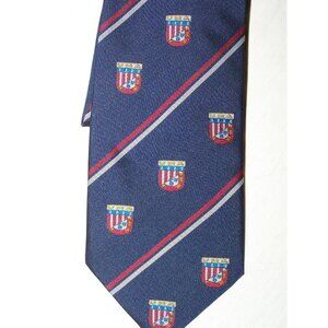 Tie Blue White Red Stripe and the U M A Symbol Vanzon   59 " L   3 3/4 " W